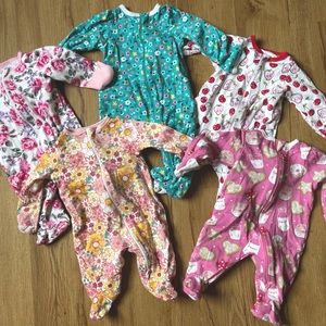 0-3 Footie Pajamas bundle of 5